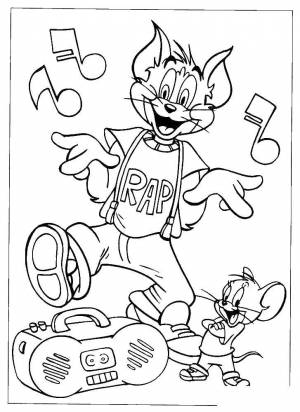 Раскраски Раскраска Том и джерри танцуют том и джерри