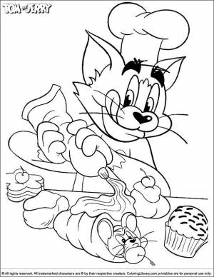 Раскраски Раскраска Том готовит том и джерри