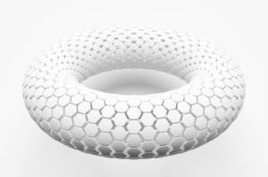 3d иллюстрация формы белого светящегося тора на белом изолированном фоне