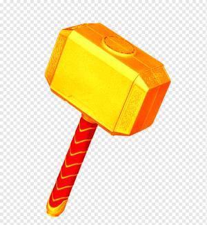 Тор Хаммер, Золотой Молот, золотая рамка, рука, оранжевый png