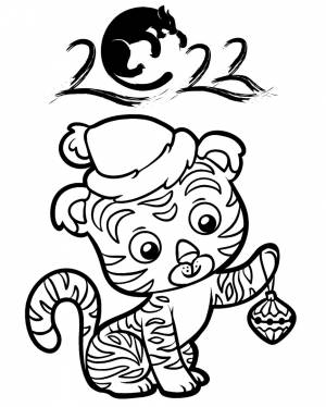 Раскраски на Новый 2022 год Тигра