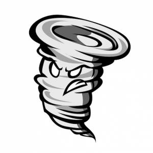 Рисунок торнадо с сердитыми глазами и лицом