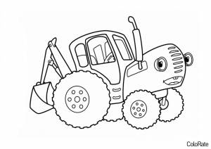 Раскраска Веселый синий трактор