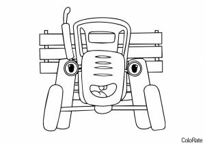 Раскраска Приветливый Синий Трактор