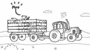 Раскраска Синий трактор