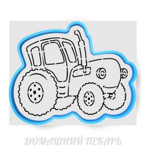 Трафарет синий трактор для торта