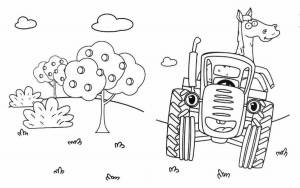 Раскраски Синий трактор по полям