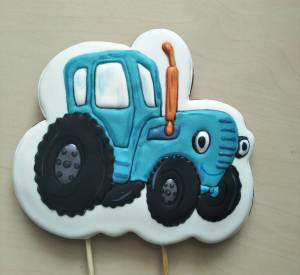 Торт синий трактор с пряниками