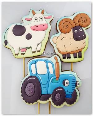 Пряник синий трактор