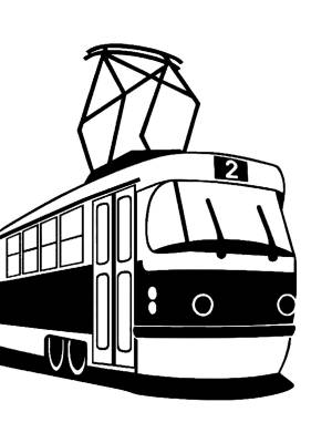 Трафареты Трамвай для вырезания из бумаги