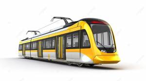 3d рендеринг городского трамвая на белом фоне, трамвай, общественный транспорт, электрический автобус фон картинки и Фото для й загрузки