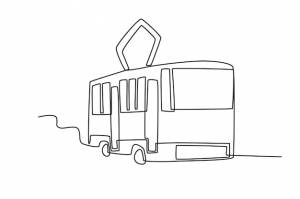 Публичный трамвай на чертеже трамвая