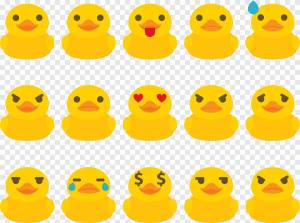 шаблон утки, резиновая утка Emoji смайлик, взгляд утка, смайлик, стикер png