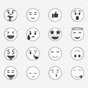 черно белые смайлики PNG , грустно Emoji, набор смайликов, смайлики PNG картинки и пнг рисунок для й загрузки