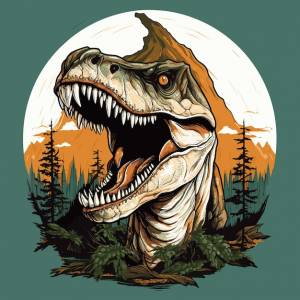 Портрет динозавра «мир юрского периода» тираннозавра рекса в стиле векторного поп-арта