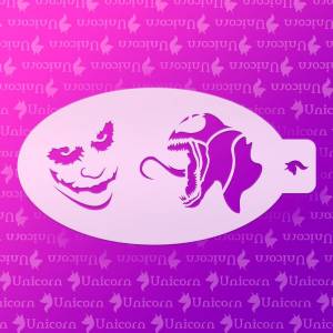 Трафарет для аквагрима Веном и Джокер Unicorn белый