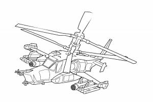 Раскраска Военный Вертолет