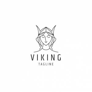 Шаблон логотипа викинга с плоским вектором