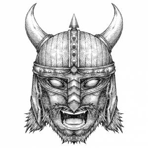 Ручной рисунок кричащего викинга