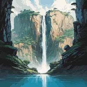 Картина водопада со словами «водопад»