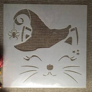 30*30 см милый волшебный кот DIY слойные трафареты картина на стену искусственная кожа декоративный шаблон