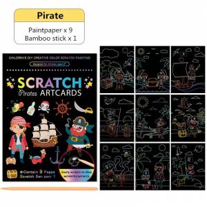 Сделать волшебный шаблон для рисования DIY Scratch Book Kids 16K Ослепительная бумага для царапин Scratch Painting