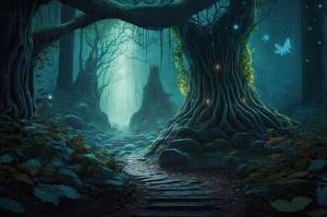 Волшебный лес с эльфами и феями, где царит природа