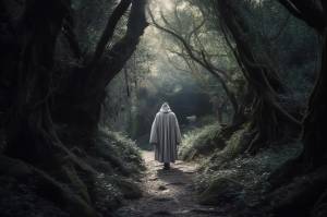 Волшебник идет по лесу генеративный ии