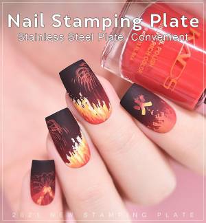 KADS Nail Art Stamping Plate Nature 061 Изображение вулкана Шаблон для дизайна ногтей Трафарет для дизайна ногтей Инструмент