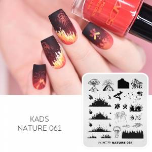 KADS Nail Art Stamping Plate Nature 061 Изображение вулкана Шаблон для дизайна ногтей Трафарет для дизайна ногтей Инструмент