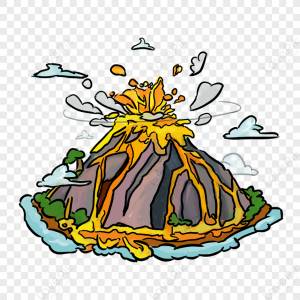 Извержение серого вулкана мультяшном стиле клипарт,горизонтальный,искусство изображение_Фото номер 380209869_PSD Формат изображения_ru