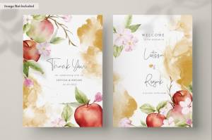 Старинные цветочные акварель ботанические яблоко и розовый цветок свадебный шаблон приглашения