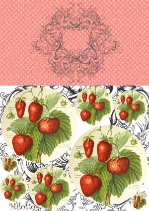 Декупажная карта  рисовая бумага тонкая ягоды клубника