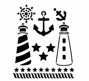 Трафарет плаcтиковый ЗХК 22*25 см см маяки якоря ЗХК-Н10201-7э