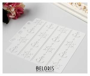 Трафарет пластик Якоря и штурвалы 13х14 см 1000507357