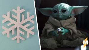 Как сделать снежинку с малышом Йодой из бумаги