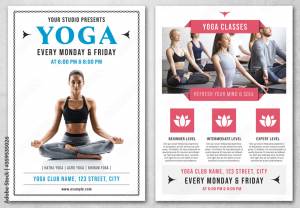 Yoga Flyer Layouts with Blue and Pink Accents Шаблон Stock