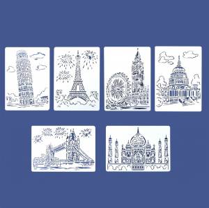 Трафарет с изображением известных зданий, ручная работа, газета, альбом для скрапбукинга, журнал «сделай сам», граффити, украшение, помадка, тиснение для торта