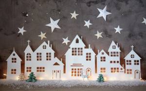 Трафареты дом новогодний