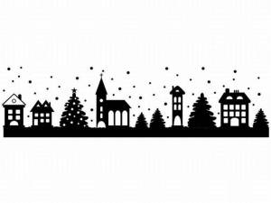 Трафарет домик на Новый год