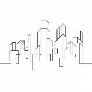 Городское здание линии искусства вектор значок дизайн иллюстрации шаблон