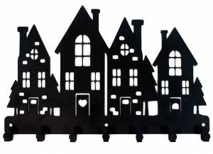 Трафареты зимний город на окна