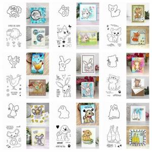 Металлические Вырубные штампы в виде смешанных милых животных, утки, свиньи, лисы, кролика, подходящие прозрачные штампы, поделки «сделай сам», трафарет для создания открыток и альбомов, новинка 2021 02B