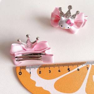 Hello Kitty KT Корона кошки лук искусственные волосы зажим Kawaii Милая девочка подарок Игрушка Аниме Собирать украшения