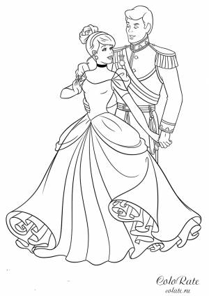 Раскраска Танец Золушки и принца