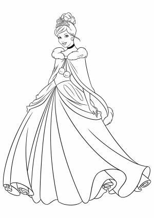 Раскраска «Золушка в зимнем наряде»