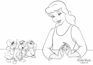 Раскраска Мышата на столе Золушки