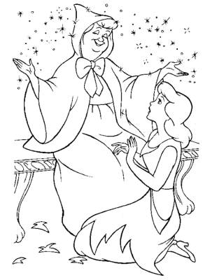 Раскраски Раскраска Крестная фея золушки золушка