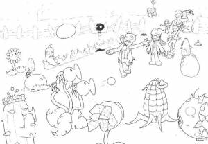 Раскраски Раскраска Растения против зомби Зомби против растений