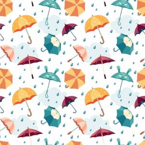 Изолированные мультяшные зонтики с рисунком зонтика для дождливых дней разного цвета и формы детские и